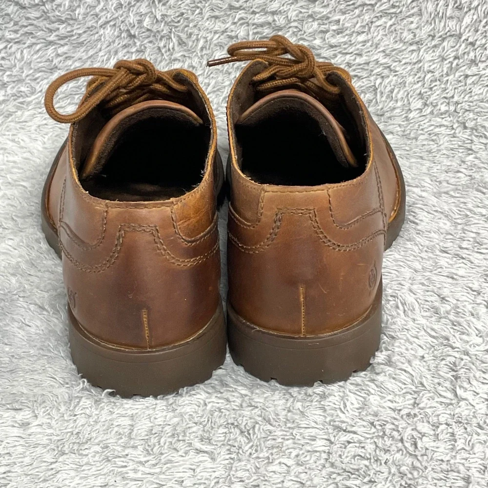 Born Mens Comfort Oxford Shoes 8.5M Brown Leather Lace Up Lug Sole